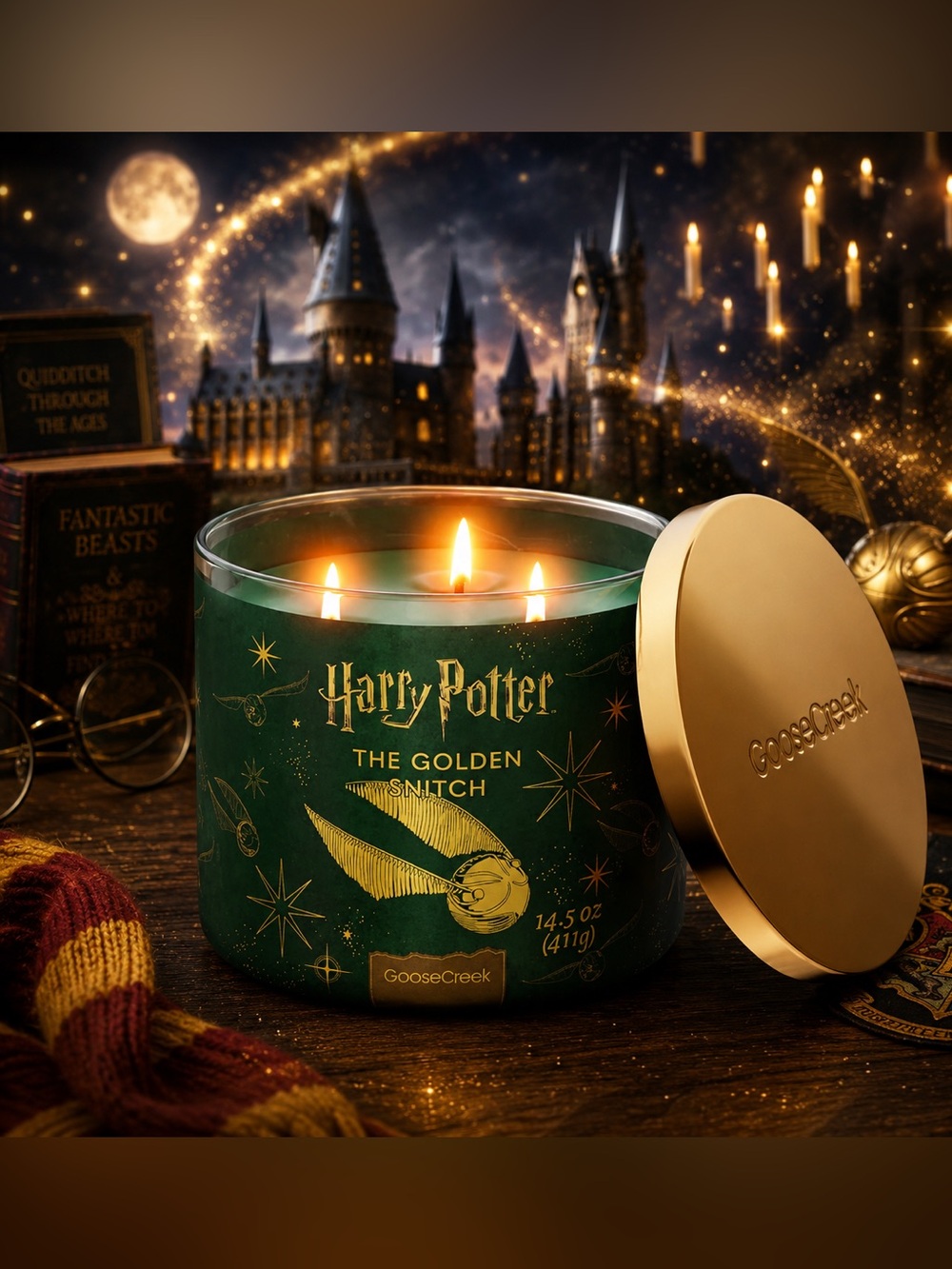 Goose Creek Harry Potter The‎ Golden Snitch 14.5 oz 3-Wick Scented Candle New